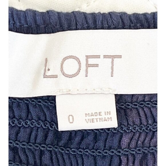 Loft Woman's Sz 0 Blue Floral Smocked Back Strappy Midi Dress - Picture 5 of 9